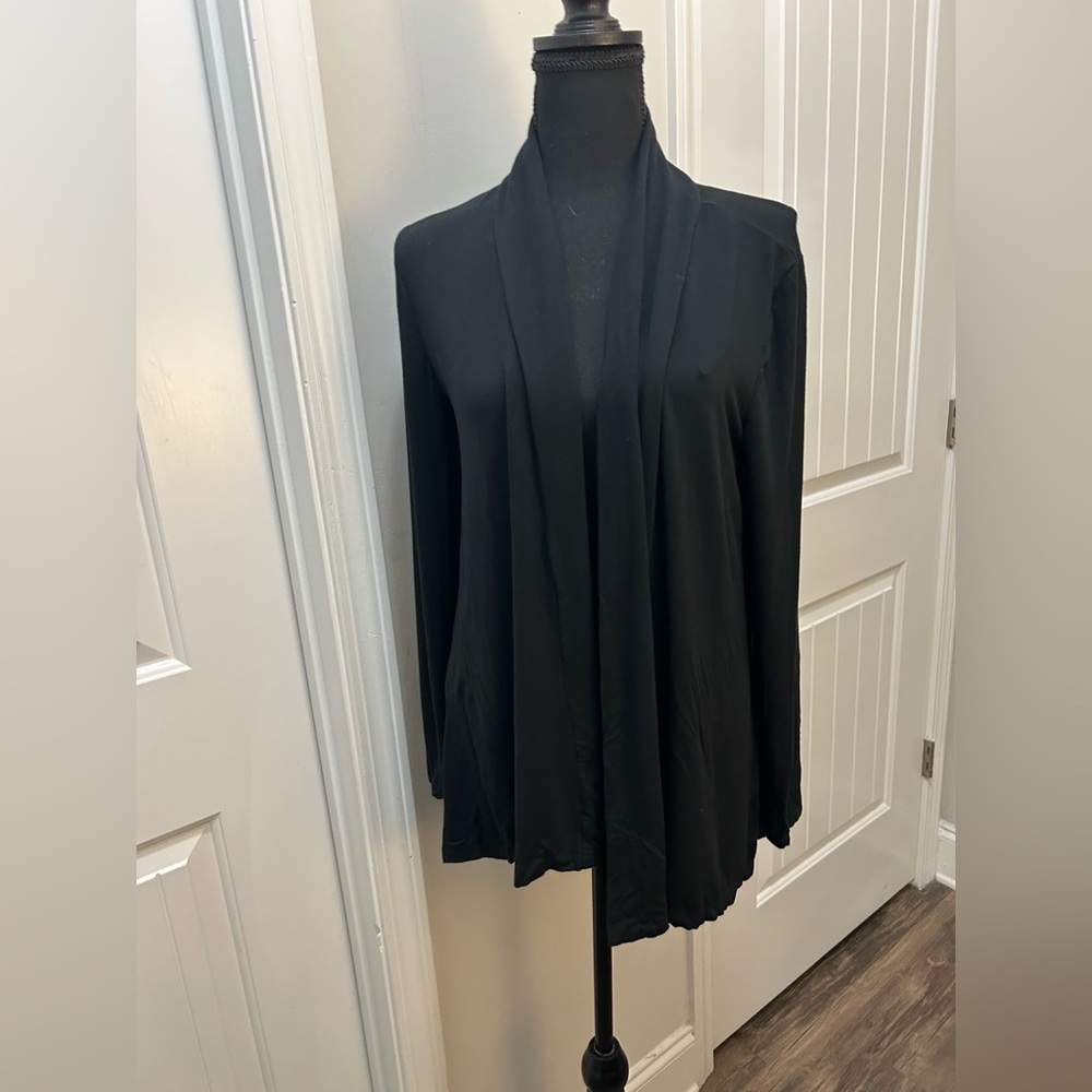 Vince Camuto Black Open Front Draped Cardigan | Size M | Lightweight Layering